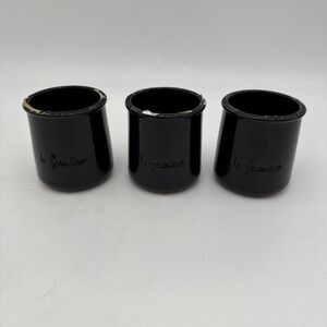 Lot of 3 La Fermiere Glazed Terra Cotta Cermer Yogurt Pots 3 Black